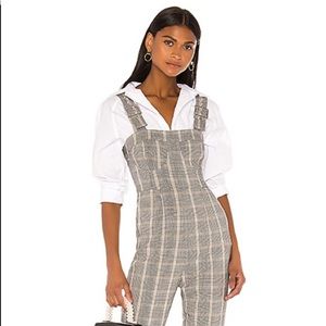 WeWoreWhat Plaid Neutral Going Out Overall Jumpsuit from Revolve